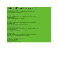 Check spelling or type a new query. Ciri Penulisan Kreatif