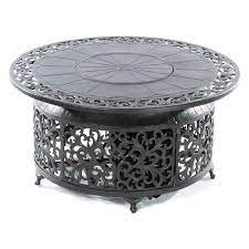 Cast aluminum fire pit table. Alfresco Home Bellagio 48 Round Cast Aluminum Gas Fire Pit Chat Table With Glacier Ice Firebeads Walmart Com Walmart Com