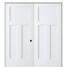 Home depot french doors come with many variety. Mmi Door Shaker Flat Panel 48 In X 80 In Left Hand Active Solid Core Primed Hdf Double Prehung French Door With 6 9 16 In Jamb Z03745858l The Home Depot