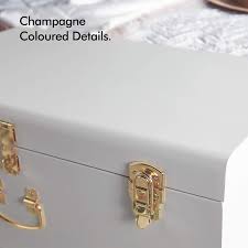 Amazon Com Beautify Large White Steel Metal Storage Trunk Set With Champagne Handles College Dorm And Bedroom Footlocker T Storage Trunk Steel Metal Storage