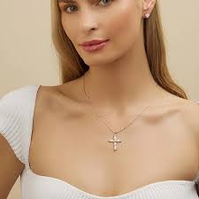 14K Pink Rose Gold Womens 1ct Pink Fire Opal Cross Necklace 14 K Silver  Jewelry