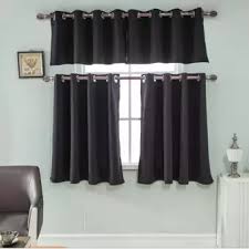 Fityle Blackout Solid Tier Curtain Half Valance Rod Pocket Window Curtains Sunblind