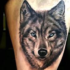 Beautifull Realistic Wolf With Blue Eyes Style Realistic Color Gray Tags Nice In 2020 Wolf Tattoos Men Wolf Tattoos Wolf Tattoo
