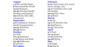2016 2017 Preschool Themes Pdf Preschool Weekly Themes Preschool Themes Preschool