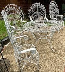 Wrought Iron Peacock Patio Set For Sale Avg 1 364 Used Furniture Wrought Iron Patio Furniture Wrought Iron Furniture Wrought Iron Patio Set