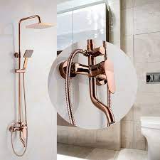 Regardless of the design or style of the shower head, the fitting will be the same. Juno Contemporary Rose Gold Square 8 Inch Rain Shower Head With Shower Faucet