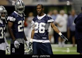 Dallas Cowboys' Pat Watkins (25) and Ken Hamlin (26) during the team's NFL  football training camp in San Antonio, Tuesday, Aug. 11, 2009. (AP  Photo/Eric Gay Stock Photo