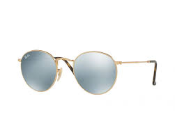 Made of metal, the frame can be easily adjusted for a perfect fit. Ray Ban Round Flat Lens Metal Shiny Gold Crystal Grey Flash Rb3447n 001 30 Sunglasses Iceoptic