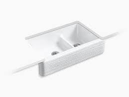 See your function and installation options and find the perfect sink for your ktichen. Whitehaven Self Trimming Smart Divide 35 Undermount Large Medium Double Bowl Kitchen Sink W Tall Apron And Hayridge Design K 6349 Kohler Kohler Canada