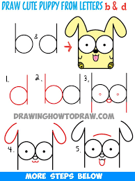 Learning how to draw dogs is fun and a great way to practice drawing animals. How To Draw Cartoon Baby Dog Or Puppy From Letters Easy Step By Step Drawing Tutorial How To Draw Step By Step Drawing Tutorials Puppy Drawing Easy Easy Drawings Drawing Tutorial