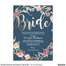 Bridal Shower Invitation Navy Floral Foil Bride Invitation Zazzle Com Bridal Shower Invitations Wedding Shower Invitations Bohemian Bridal Shower