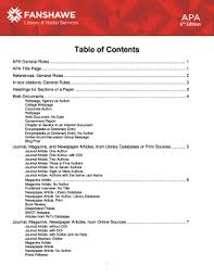 A table of contents can be particularly helpful in cases where your paper is lengthy or covers a lot of material, such as a thesis paper or dissertation. Example Of A Research Paper Table Of Contents In Apa Documentation
