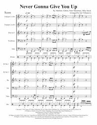 Download Never Gonna Give You Up For Brass Quintet With Opt Drums Sheet Music By Rick Astley Sheet Music Pl Sheet Music Drum Sheet Music Digital Sheet Music