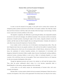Pdf Business Ethics And Socio Economic Development