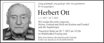 Traueranzeigen von Herbert Ott