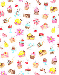 Bird In Hand Bake Shop Hand Painted Watercolor Custom Pattern Design For A Bake Shop Stationary Pattern Design Watercolor Design Surface Pattern Design