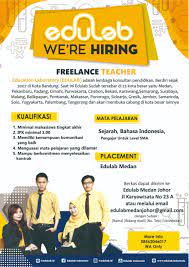 Lowongan sales representative jawa barat area (purwakarta) 22 may 2021; Lowongan Kerja Medan Terbaru Freelance Teacher Di Educatiob Laboratory Edulab Medanloker Com Lowongan Kerja Medan