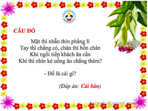 NHỮNG CÂU ĐỐ VỀ ĐỒ DÙNG GIA ĐÌNH DÀNH CHO TRẺ