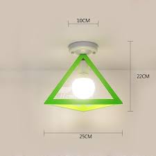Bathroom Ceiling Light Square Triangle Small Wrought Iron Red Semi Flush
