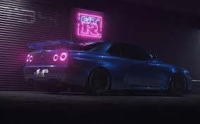 Nissan skyline r34, vehicles wallpapers. Download Wallpapers 4k Nissan Gt R Night R34 Supercars Nissan Skyline Blue Gt R Tuning Japanese Cars Nissan For Desktop Free Pictures For Desktop Free
