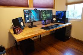 White ikea linnmon gaming desk setup with a custom monitor riser ! Save Major Money By Building A Custom Computer Desk With Storage And Biometrics