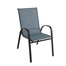 hampton bay mix and match dark brown stackable outdoor dining chair in denim sling fcs00015j lblue outdoor dining chairs outdoor rocking chairs patio chairs