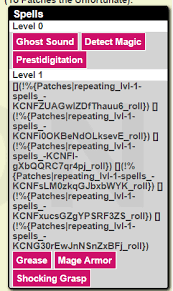 Community Forums Script Spellbook Generator For Pathfinder Character Sheet Roll20 Online Virtual Tabletop