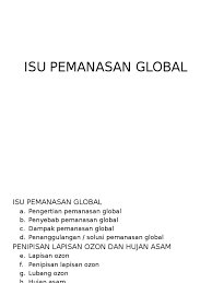 Pada lapisan ini, konsentrasi ozon relatif rendah namun konsentrasi bisa lebih tinggi ketika dekat dengan permukaan bumi, di ketinggian ini ozon terbentuk. Isu Pemanasan Global