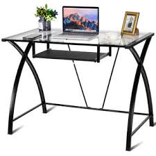 You should keep in mind that most clear glass computer desks have a bit of a greenish tint. Generic Clear Glass Top Computer Desk W Pull Out Keyboard Tray Home Office Furniture