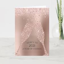 Rose Gold Virtual Toast 2021 Numerology Prediction Holiday Card Zazzle Com In 2020 Holiday Cards Holiday Design Card Holiday