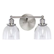 Home Decorators Collection Evelyn 2 Light Brushed Nickel Vanity Light Hb2624 35 The Home Depot Vanity Lighting Vanity Light Fixtures Light Fixtures Bathroom Vanity