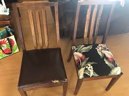 The total cost to reupholster a chair can range from $500 to $3,500 nationwide.for the relatively simple job of reupholstering a dining room chair seat with only a cushion, the job can cost as little as $50.for the more complex job of reupholstering a large recliner with ornate details, it can ring in over $600. Reupholstering My Grandma S Dining Room Chairs For Her So She Doesn T Pay To Get It Done Total Cost Is Under 60 For All Supplies To Fix A Broken Chair And Re Do All