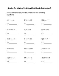 These equations worksheets are a good resource for students in the 5th grade through the 8th grade. Solving For Variables Addition Subtraction Worksheet