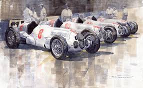 1937 Monaco Gp Team Mercedes Benz W125 By Yuriy Shevchuk Art Cars Racing Car Design Sports Painting