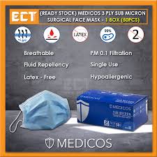 Buy premium quality disposable face mask here at cross protection, the top surgical mask manufacturer in malaysia specialised in medical use face mask. Ready Stock Medicos 3 Ply Adult Children Sub Micron Surgical Ear Loop Face Mask 1 Box 50 Pcs