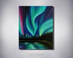 Extra Large Painting Northern Lights Art Iceland Painting Etsy In 2021 Aurora Borealis Art Northern Lights Art Northern Lights Painting