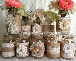 10x Natural Color Lace And Burlap Covered Mason Jar Vases Wedding Bridal Shower Baby Shower Decoration Mason Jar Vases Wedding Wedding Vases Mason Jar Vases