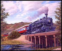 Locomotion Travel By Rail 36 X 44 Panel Quilt Fabrics From Www Equilter Com Train Art Train Illustration Fine Art