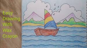 Easy Landscape Drawing For Kids Boat And Scenery Drawing With Wax Crayon Painting With Oil Paints Not only did they arrange their crayon shavings painstakingly between the wax paper to create the look they were going for, they added marker drawings over the stained glass sheets to complete their. easy landscape drawing for kids boat