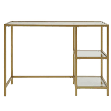 Rectangular gold/clear writing desks with glass top this ginkgo leaf desk was inspired by a handcrafted this ginkgo leaf desk was inspired by a handcrafted piece created by master goldsmiths for an italian princess tuscan estate. Carolina Cottage 42 In Rectangular Gold Writing Desks With Glass Top Cl4220g Gld The Home Depot Cheap Office Furniture Glass Desk Glass Top Desk