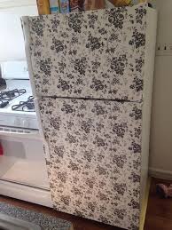 Black And White Contact Paper Dollar Tree 3 Apartment Fridge Makeover 3 Rolls Of Dollar Tree Contact Paper In A Dalston Rose Print Tina 1 Fridge Makeover Apartment Makeover Printed Shower Curtain