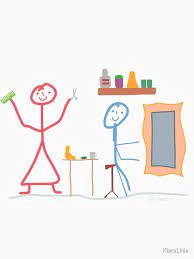 Friseur Mann Frau Strichfrau Kreativ Strichmannchen Haare Frisur Fonen Waschen Kopf Lustig Spass T Shirt Von Klarelinie Re Stick Figures Barber Man Blow Dry