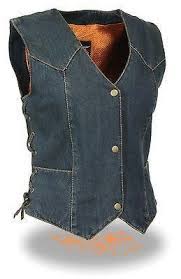 Motorcycle Classic Ladies Blue Denim Vest W 3 Snap Buttons Side Laces New Denim Women Denim Vest Vest Fashion