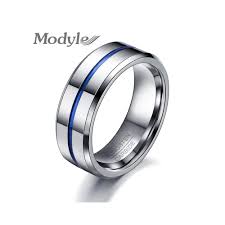Modyle 2018 Fashion Thin Blue Line Tungsten Ring Wedding