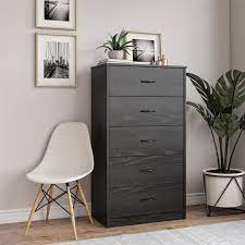 < image 1 of 3 >. Mainstays Classic 5 Drawer Dresser Black Oak Finish Walmart Com Walmart Com