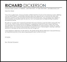 Pastor Acceptance Letter Example Letter Samples Templates
