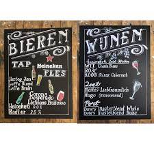 krijtbord bieren en wijnen krijtbord krijtbord belettering krijtbord ontwerpen