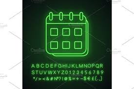 Calendar Neon Light Ico In 2020 Light Icon Neon Lighting Neon