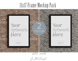 11x17 Black Frame Mockup Pack Of Two On Brick Wall Background Etsy In 2020 Frame Mockups Frame Poster Mockup