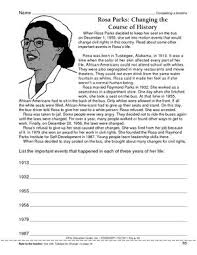 Worksheet Completing A Timeline Rosa Parks Black History Month Worksheets Black History Month Reading Reading Printables